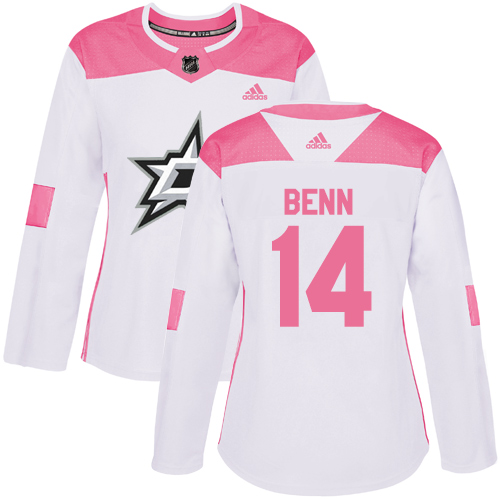 Adidas Stars #14 Jamie Benn White/Pink Authentic Fashion Women's Stitched NHL Jersey